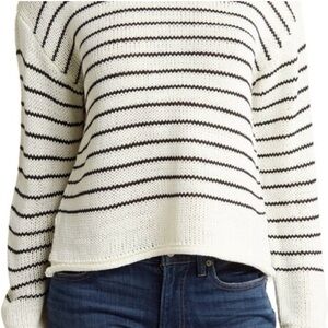 Nordstrom RDI Stripe Pullover Sweater in Black and Ivory Size Large